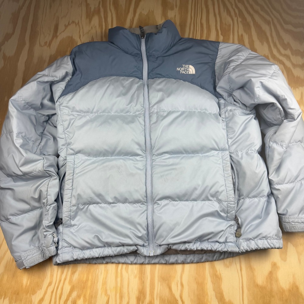 The North Face 700 Down Puffer Jacket Light Blue Two Tone Women Size Medium